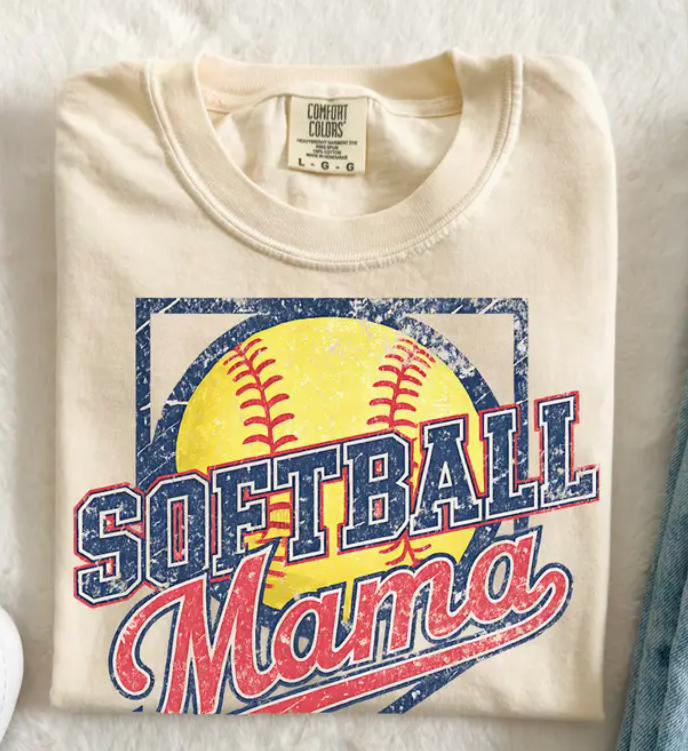 Distressed Softball Mama Tee