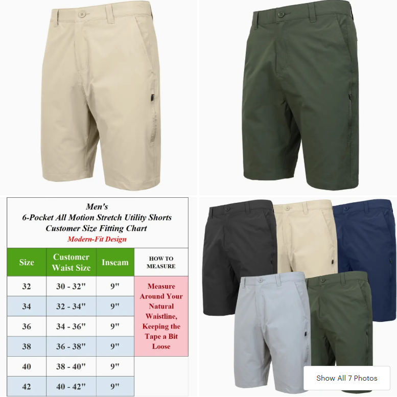 Six Pocket Stretch Utility Shorts