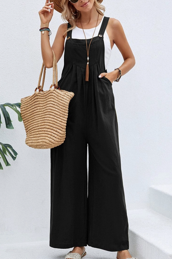 Mid-Waist Retro Solid Color Loose Casual Fashion Suspenders