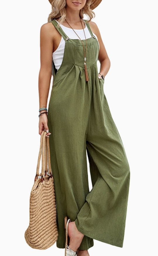 Mid-Waist Retro Solid Color Loose Casual Fashion Suspenders