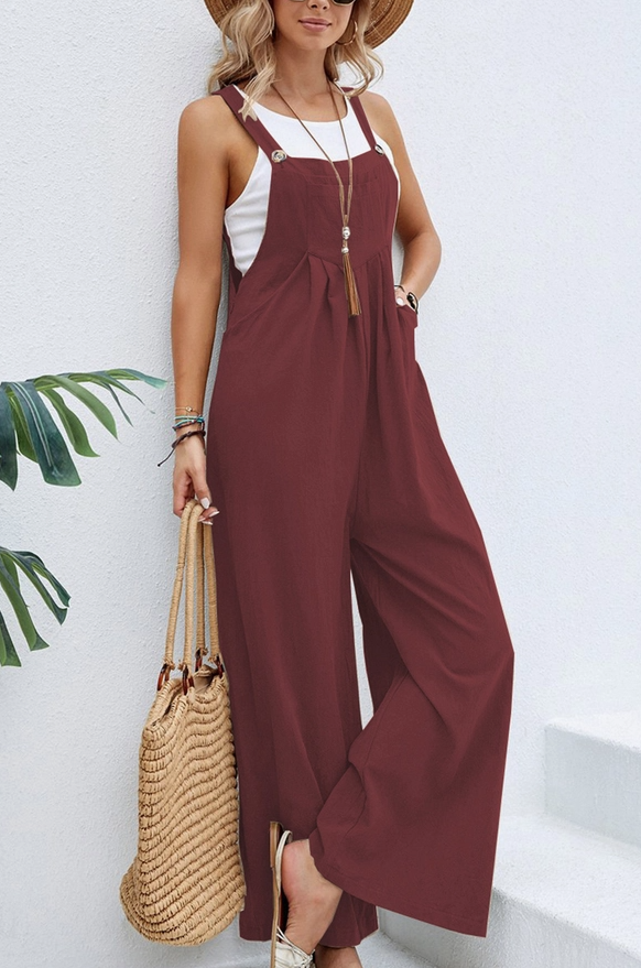 Mid-Waist Retro Solid Color Loose Casual Fashion Suspenders