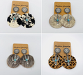 Western Style Cactus Animal Skin Double Charm Earrings