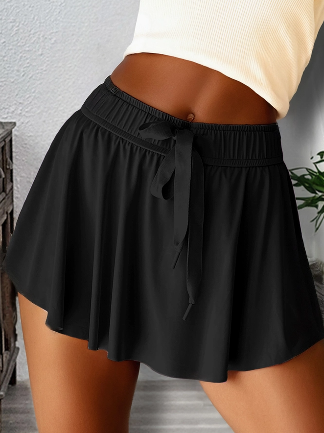 Drawstring High Waist Lined Tennis Skorts