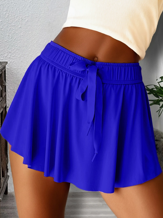 Drawstring High Waist Lined Tennis Skorts