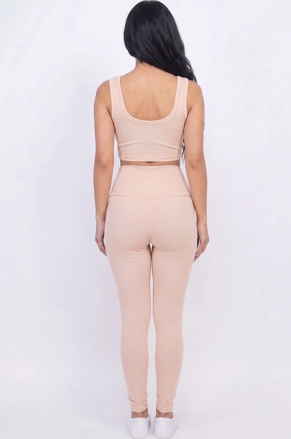 Ribbed Crop Top & Leggings Set