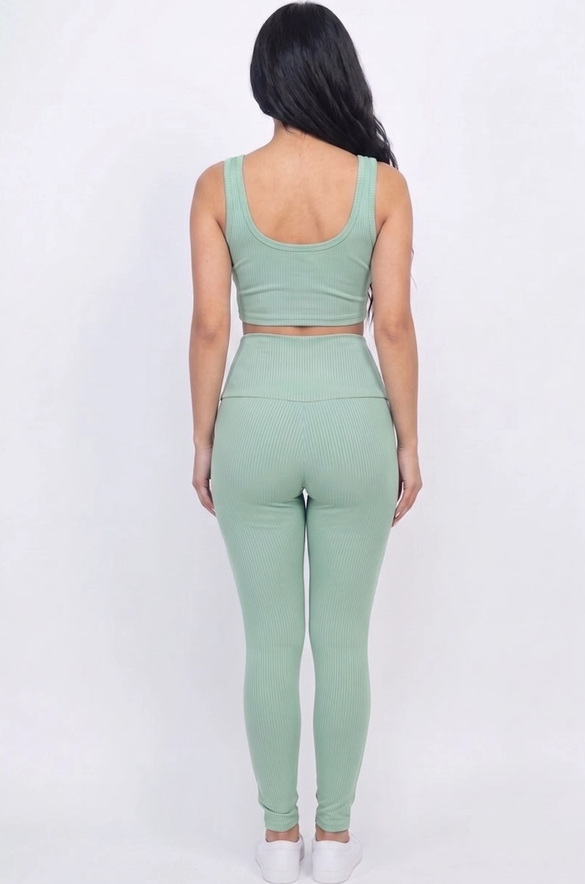 Ribbed Crop Top & Leggings Set