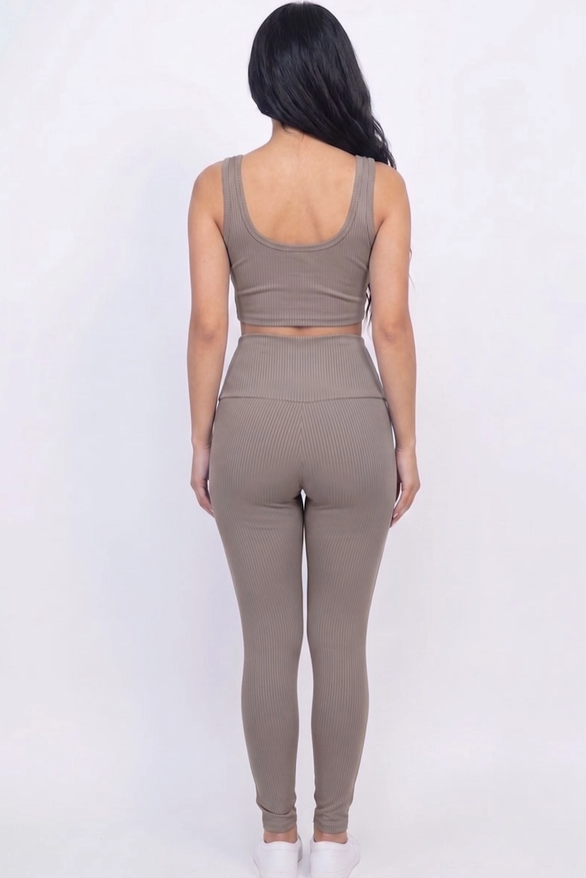 Ribbed Crop Top & Leggings Set
