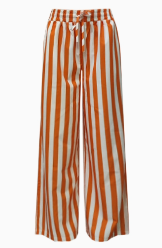 Multi Color Boho Beach Vertical Stripe Lace-Up Pants
