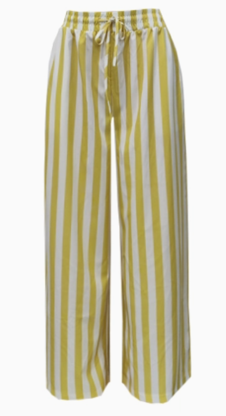 Multi Color Boho Beach Vertical Stripe Lace-Up Pants