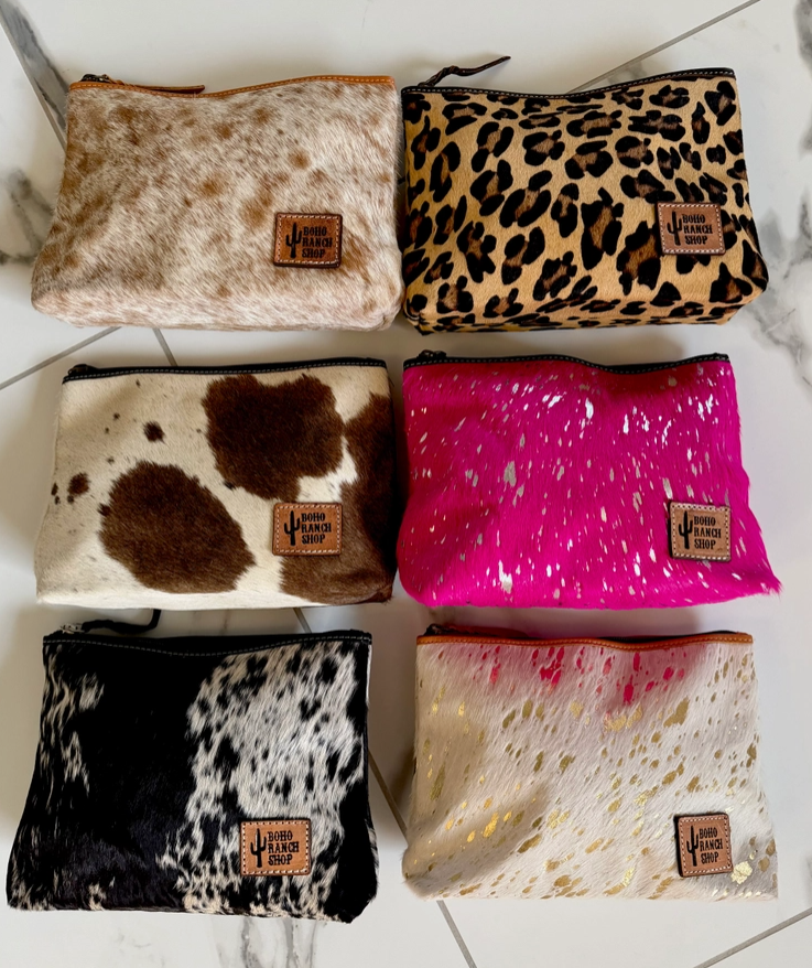Western Cowhide Makeup Bag Travel