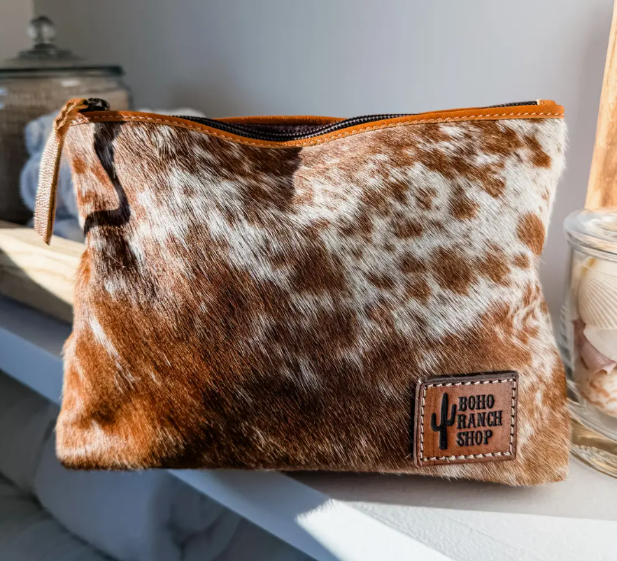 Western Cowhide Makeup Bag Travel